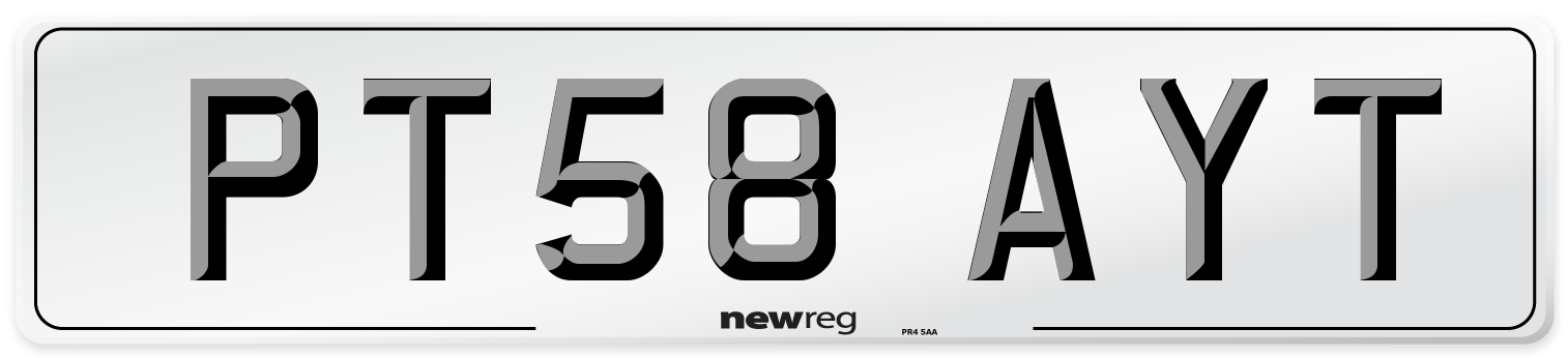PT58 AYT Number Plate from New Reg